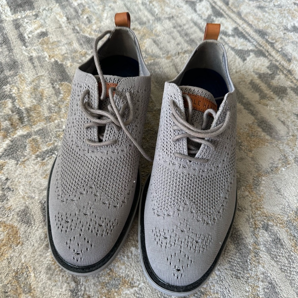 Cole Haan Gray Perforated Oxford Shoes